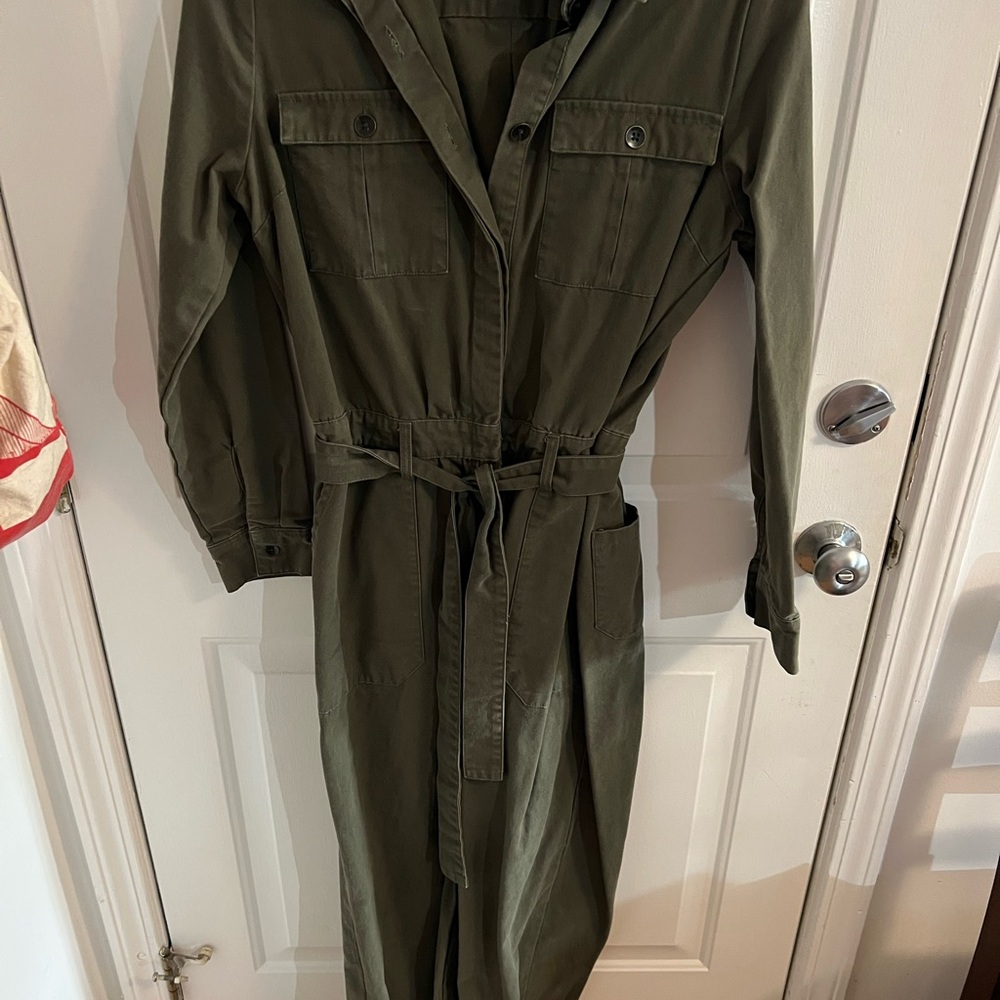 Roxy Green Utility Jumpsuit with Belted Waist